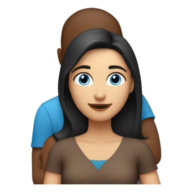 Couple embracing with arms around each other; white woman with blue eyes and brown hair, Indian man with black hair  sticker