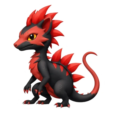 Shiny cool badass Fiery gothic evil black and red salandit-Liten-torracat with a red Mohawk  sticker