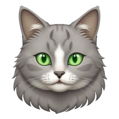 grey cat with green eyes and white stain below the neck sticker
