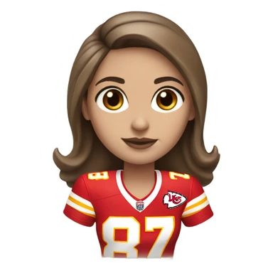 White Girl with brown hair wearing a chiefs jersey #87 sticker