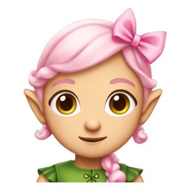 A cute elf with a pink bow sticker