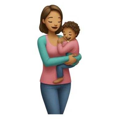 Mom holds the baby in her arms facing each other sticker