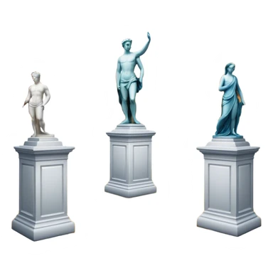 An icon featuring an elegant art gallery with classic paintings hanging on the walls, and sculptures displayed on pedestals. Visitors admire the exhibits, capturing the essence of culture, history, and art. Set against a transparent background. sticker