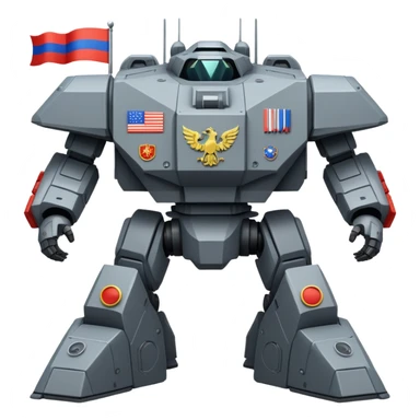 Colossal Russian space dreadnought with flag insignia and weapon arrays sticker