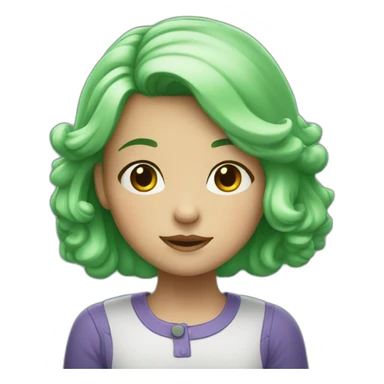 White-bearded little girl with green hair sticker