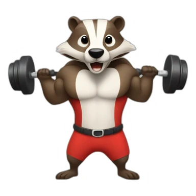 badger with muscles lifting weights sticker