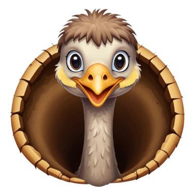Ostrich with it's head inside a hole in the ground only it's body and neck visible sticker