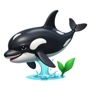 3d Cartoon orca with a green tick next to it sticker