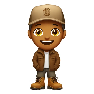 Laughing brown face with fitted cap and timberland boots sticker
