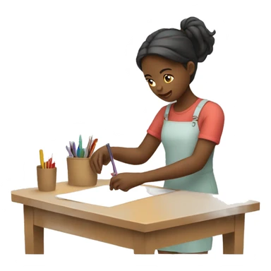 A girl doing crafts sticker