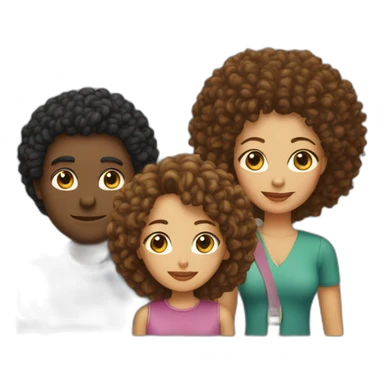 couple with one white man with long curly hair and one mixed race woman with afro cut and one cat seat sticker