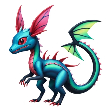 Spooky stitched colorful iridescent Salandit-Flygon-Sylveon-Umbreon-fusion-Pokémon-hybrid-creature  sticker