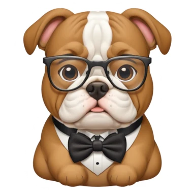 bulldog wearing glasses and a bow tie, English theme sticker