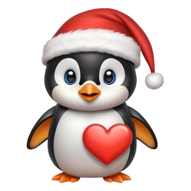 Pingüino bebe con un gorrito de Navidad y un corazón  sticker