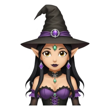 Goth and tan elf girl in witch hat and corset sticker