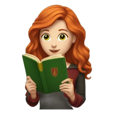 gryffindor Redhead with green eyes reading a book sticker
