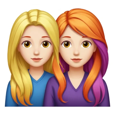 2 women with long colorful hair sticker