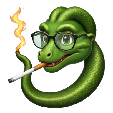 can you create a sneaky bitch SNAKE with big glasses smoking a cigarrette sticker