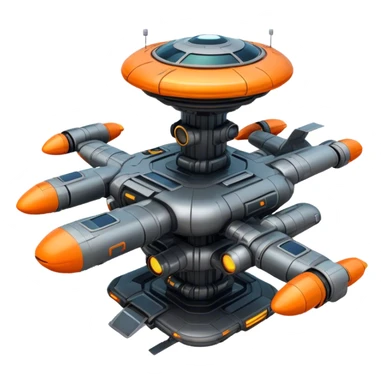 Orange, cyberpunk style, neon, gravity realistic space station sticker