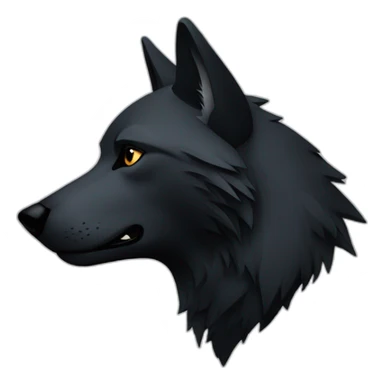 simple black wolf head in profile looking to right, no body, ear pierced sticker