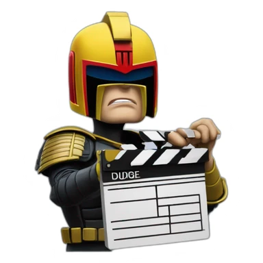 judge dredd with clapperboard helmet sticker
