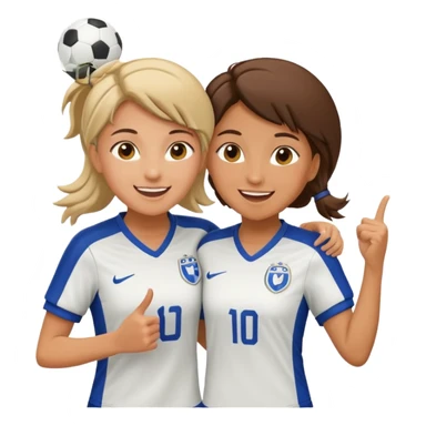 female soccer mentor and mentee celebrating a goal sticker
