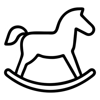rocking horse, simple icon style, clean lines, minimal details, suitable for app icon sticker