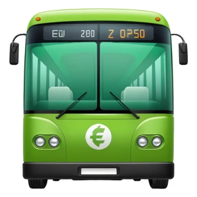 green electric bus with a large zero euro bill symbol sticker