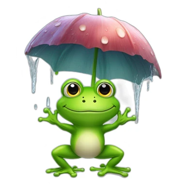 Une grenouille qui s'abrite de la pluie sous un champignon sticker