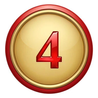 Make a round badge for a paid subscription out of gold with a red emerald and the number 4. sticker