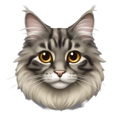 grey and beige tortoiseshell fluffy main coon cat sticker