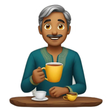 an indian man drinking tea happily sticker