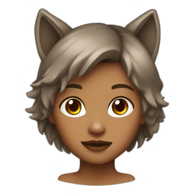 Girl with wolf ears brown sticker