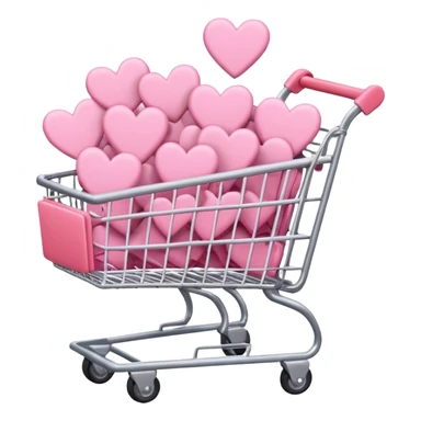 pink shopping cart filled with pink hearts sticker
