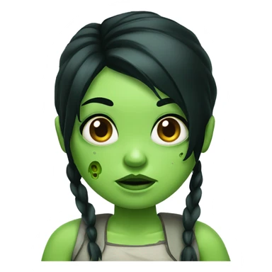 Fat green zombie girl black hair sticker