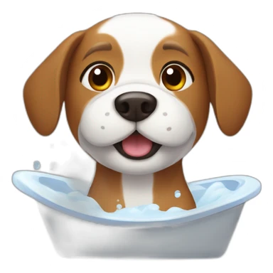 dog having a bath sticker