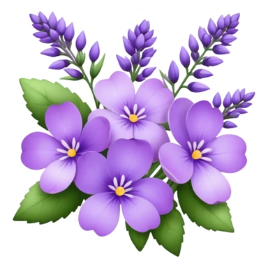 "A dreamy arrangement of violet and lavender blossoms with subtle shading."
 sticker