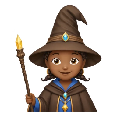 black baby girl wizard with staff sticker