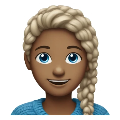 smiling girl in cozy sweater with bright blue eyes sticker