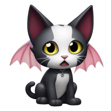 Cute edgy cool kawaii vampiric dark cat-Fakémon-Digimon with bat-wings as ears sticker