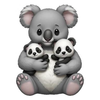 Big koala holding hand with small panda sticker