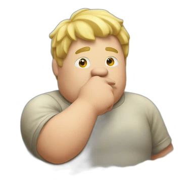 blond fat guy smelling his finger sticker