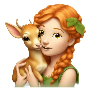 Beautiful ginger fairy with a baby fawn  sticker