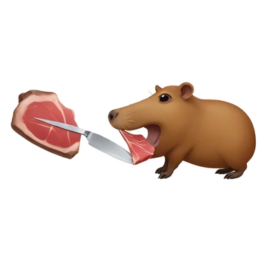 Capybara formally cutting a gigantic steak sticker
