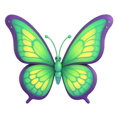 3D cartoon butterfly in digital fantasy art style, luminous #c0ff53 green wings with glowing highlights, magical particles, dreamy aura, fine elegant vein patterns, layered textures, ornamental details sticker