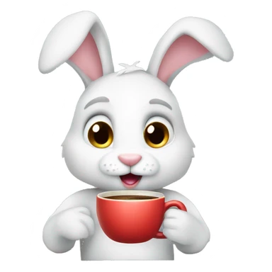 Bunny with coffee in Christmas morning at work  sticker