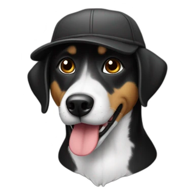 Chien noir avec une casquette sticker