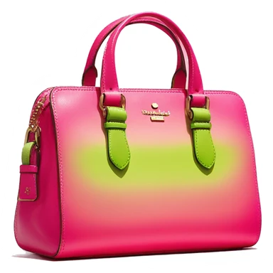 Realistic hot pink to lime green ombre Kate Spade satchel purse without strap. sticker