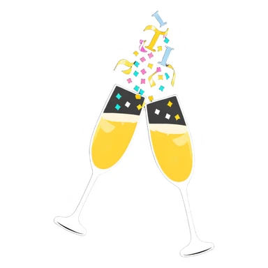champagne toast celebration with confetti and streamers sticker