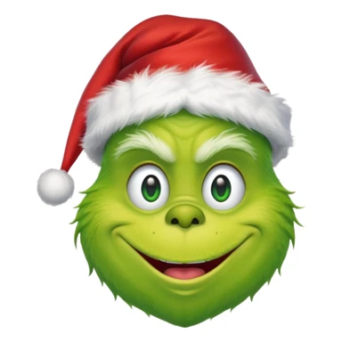 Create an emoji of the grinch from the grinch who stole christmas ith a Santa hat sticker